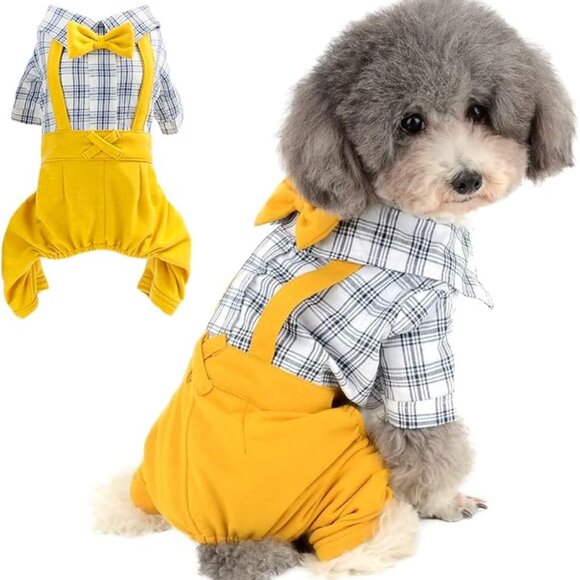 Puppy Costumes Classic Black and White Jumpsuit with Bowtie - Picture 1 of 8